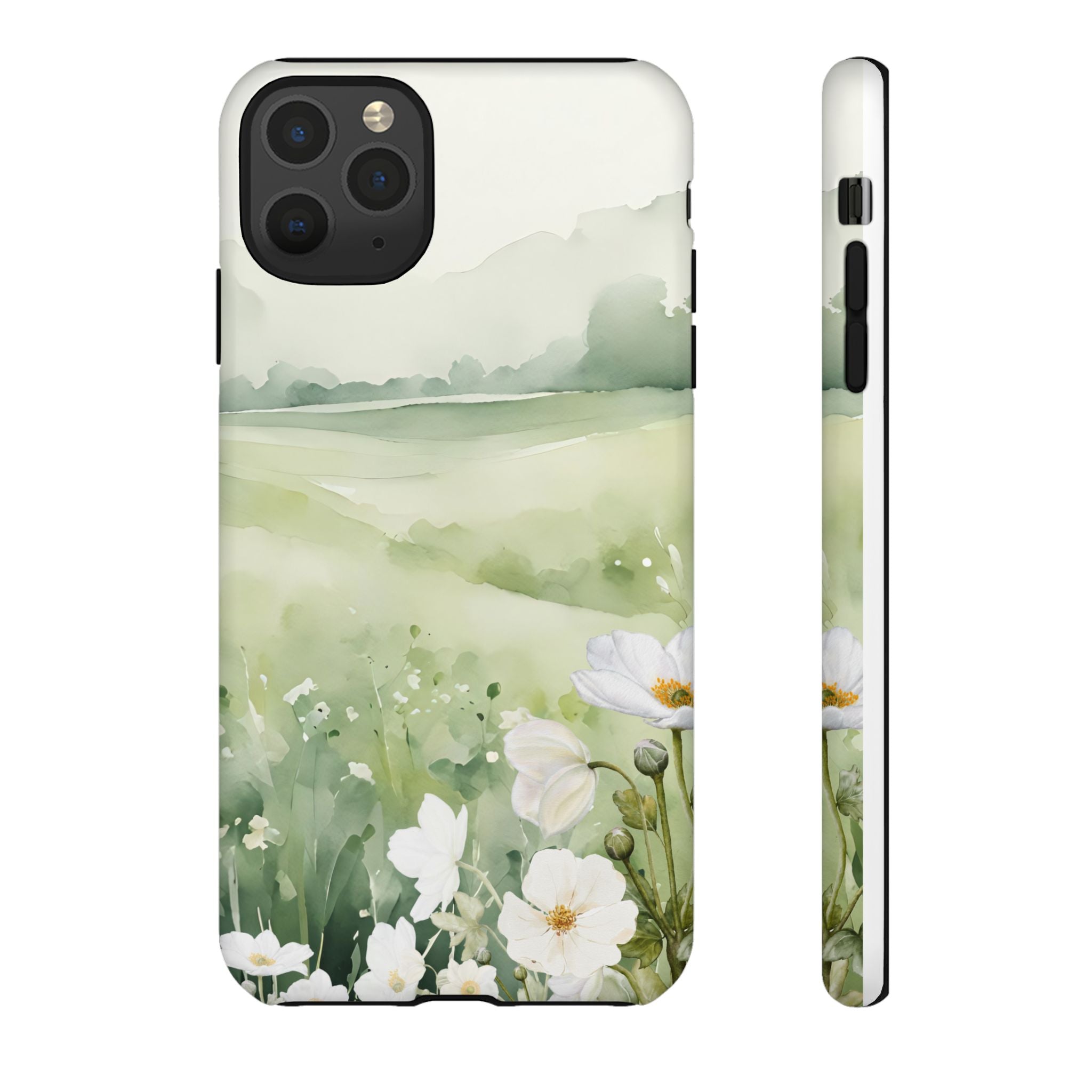 Phone Case - Soft Serene Landscape with White Flowers
