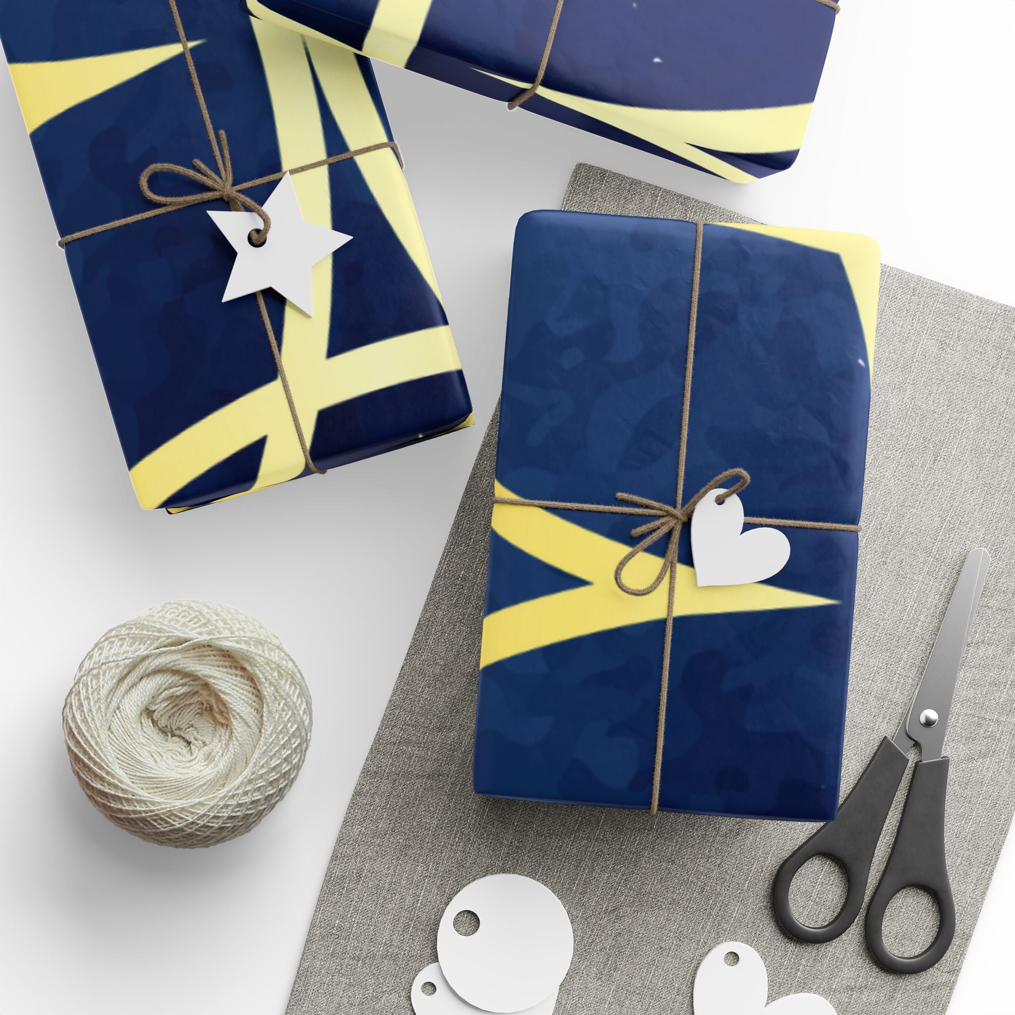 Wrapping Papers - Elegant Navy Blue and Gold Geometric Design