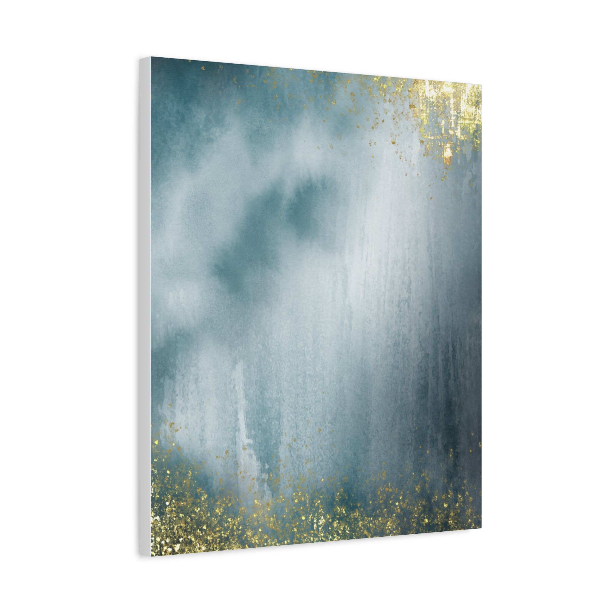 Abstract Teal & Gold Matte Canvas Print — Stretched Wall Art