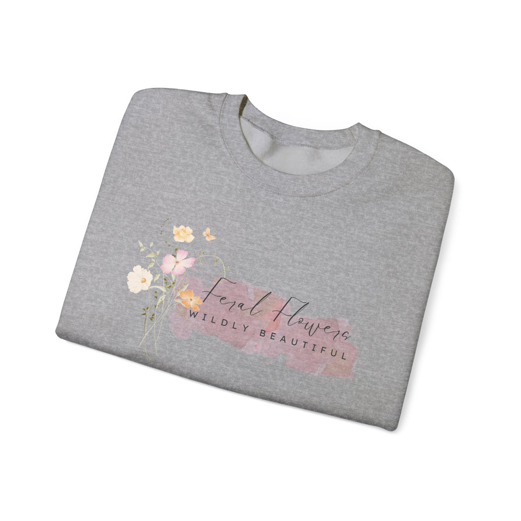 Crewneck Sweatshirt with Feral Flowers Design