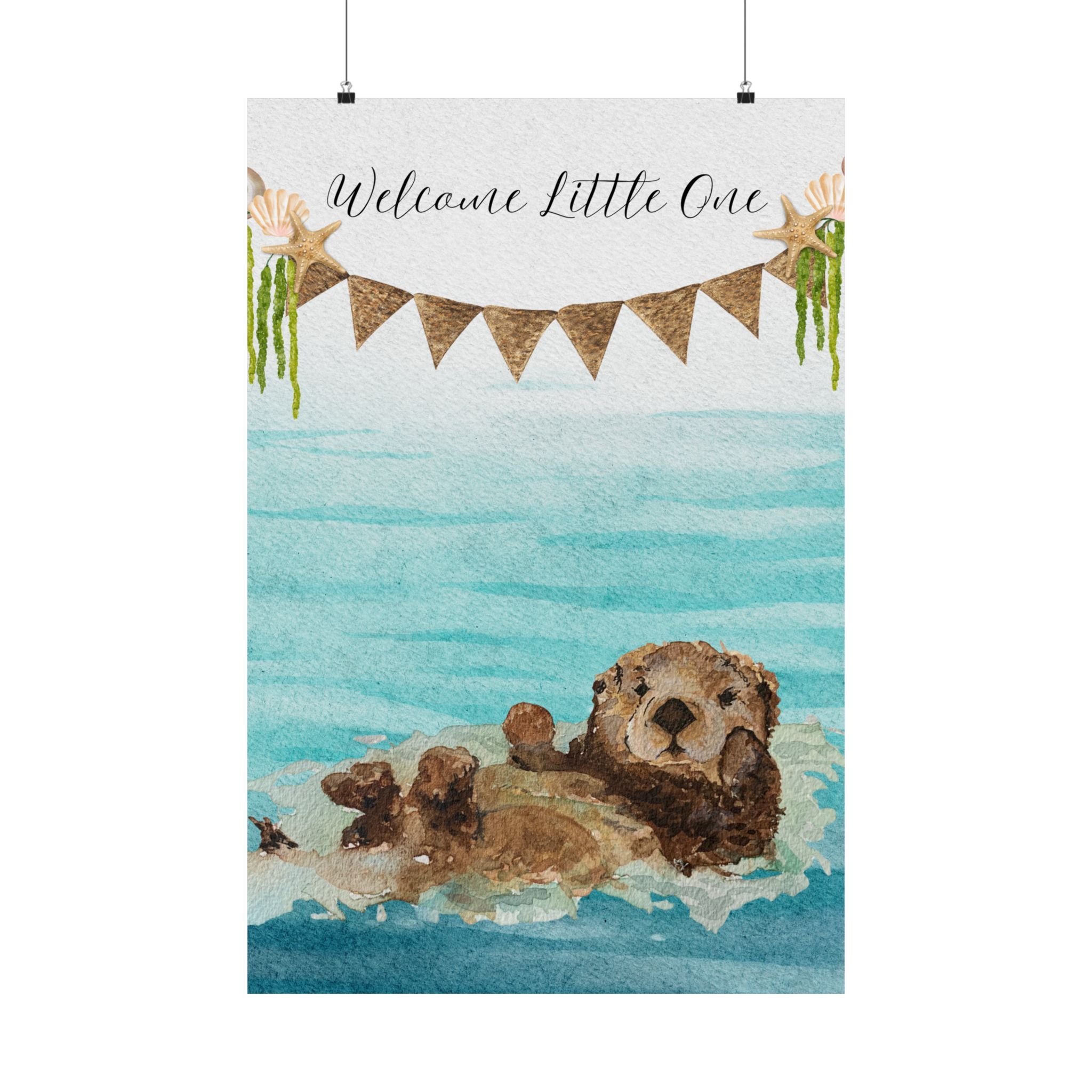 Vertical Poster - Sweet Little Sea Otter Nursery Decor 18 x 24, 20 x 30, 24 x 36