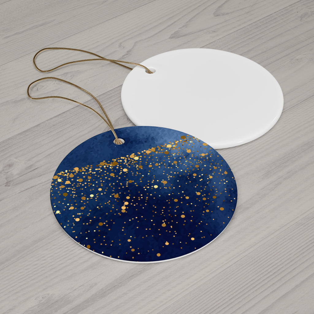 Ceramic Ornament - Elegant Navy Blue and Gold