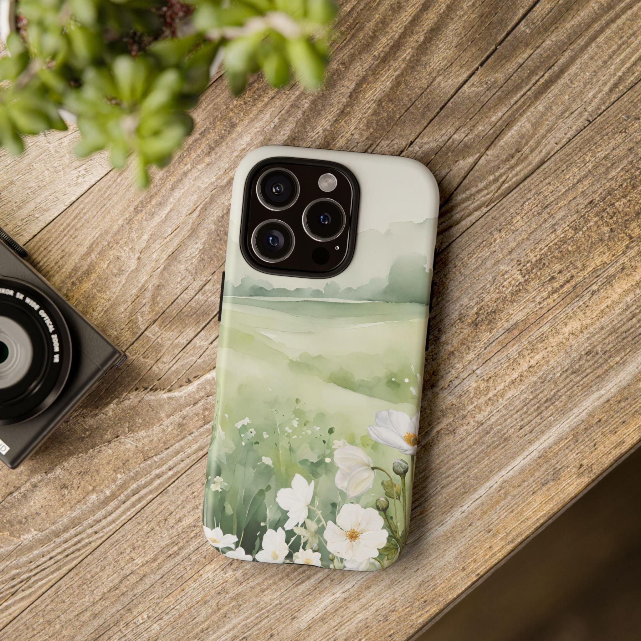 Phone Case - Soft Serene Landscape with White Flowers