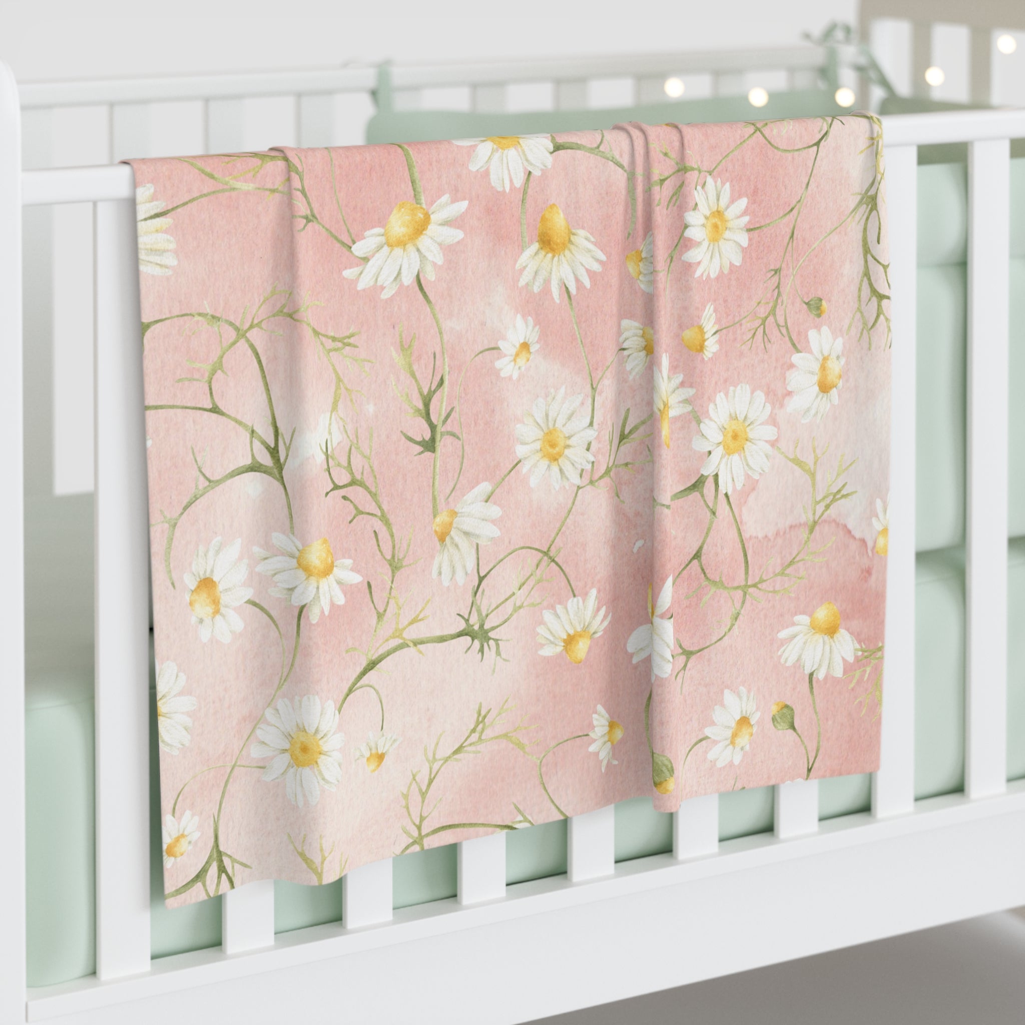 Swaddle Blanket, Pink Daisies Design, Newborn Gift, Baby Shower Present, Floral Nursery Decor