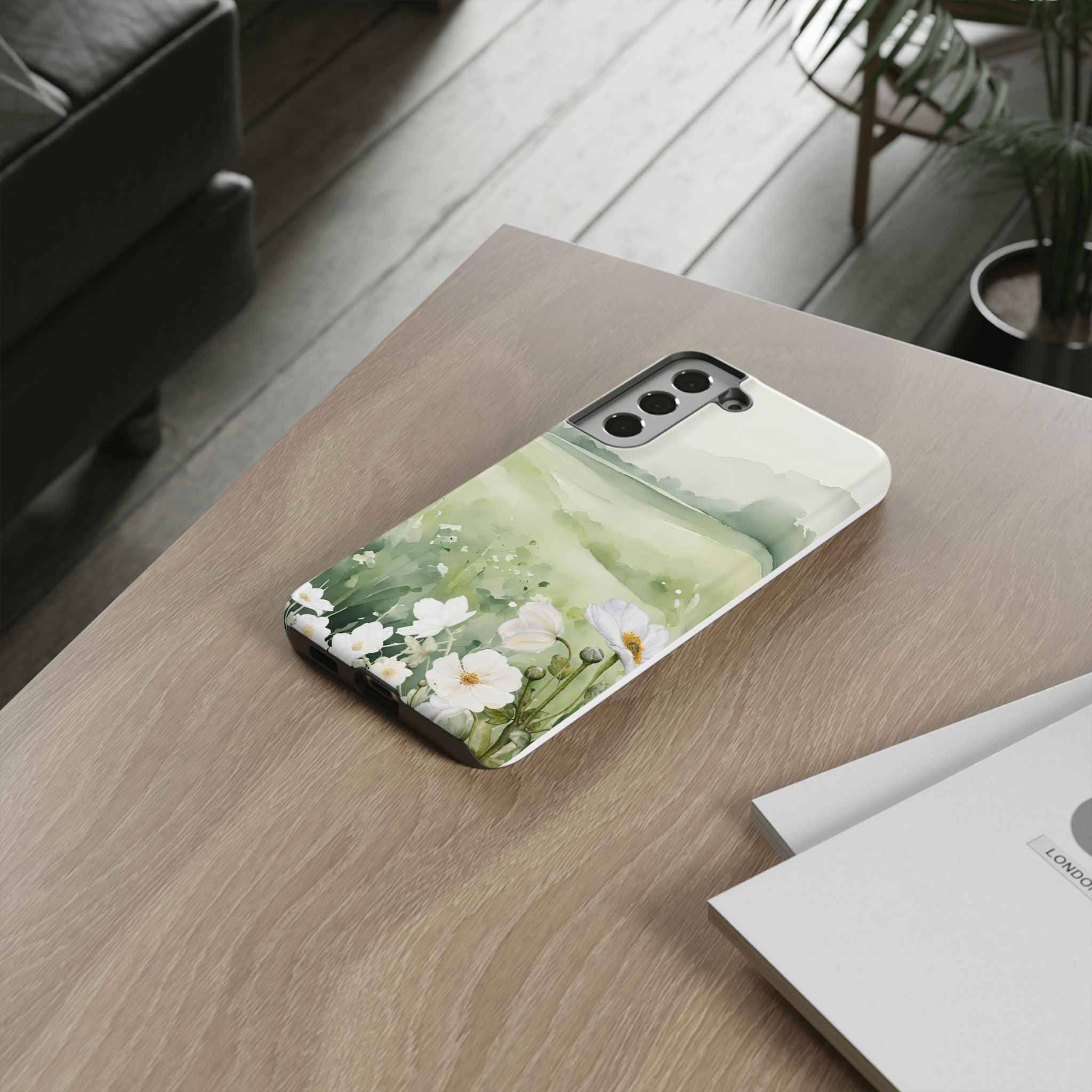 Phone Case - Soft Serene Landscape with White Flowers