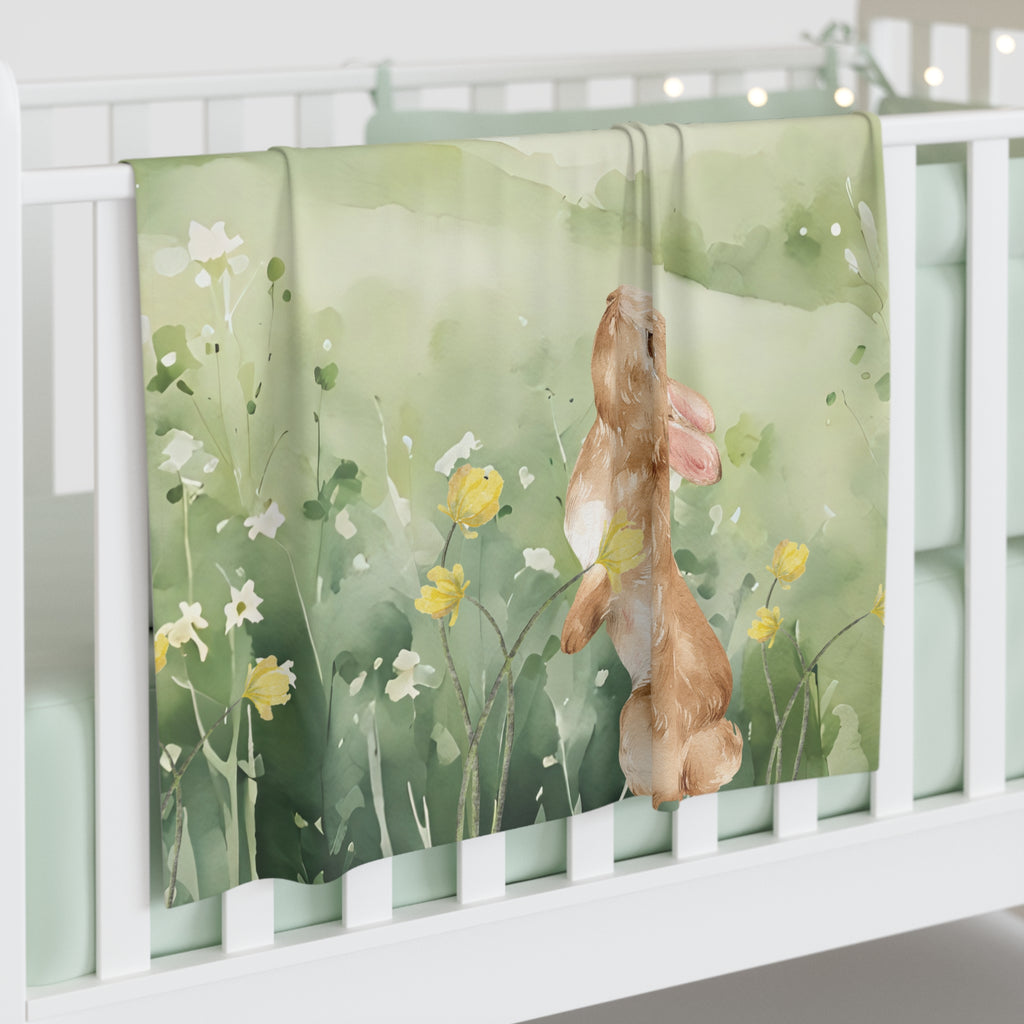 Welcome Little One Baby Swaddle Blanket - Soft Floral Bunny Design