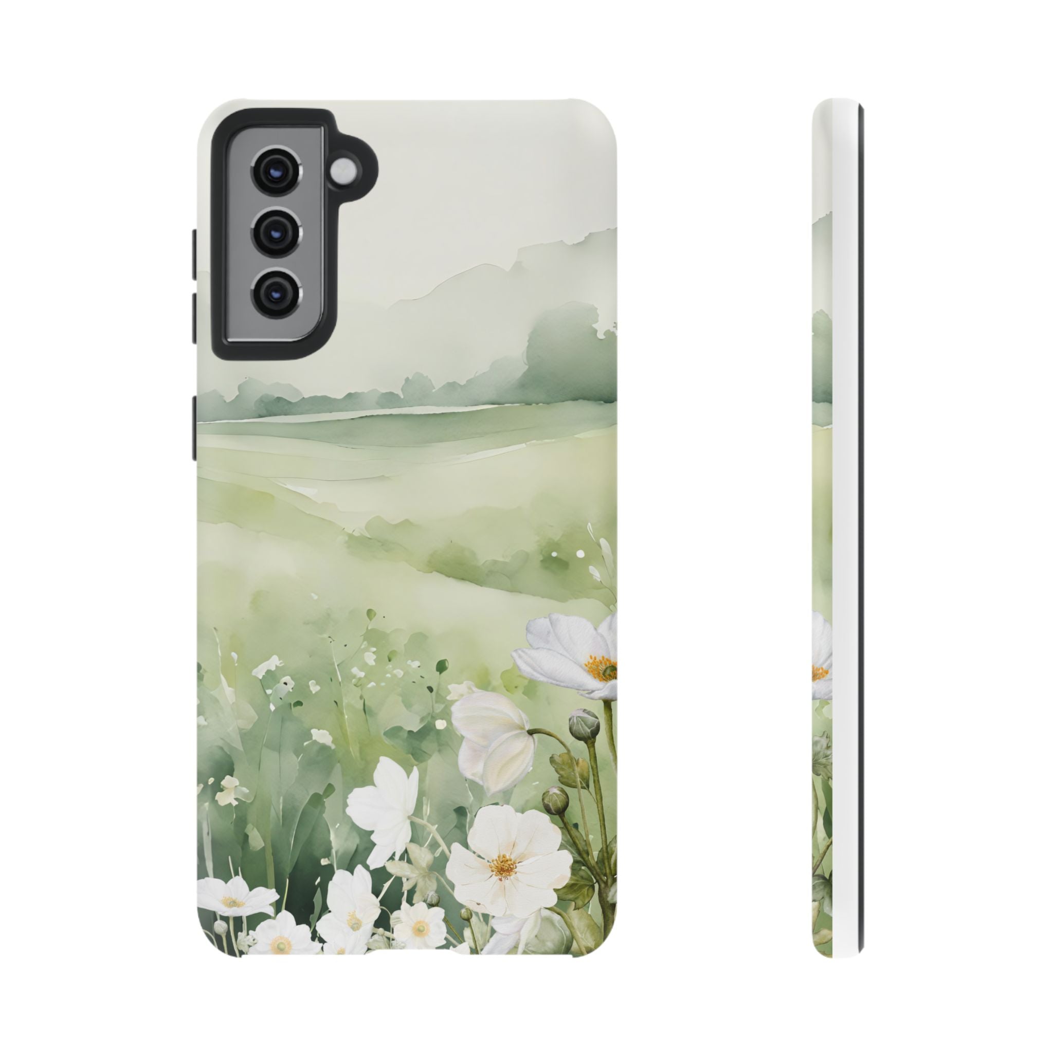 Phone Case - Soft Serene Landscape with White Flowers