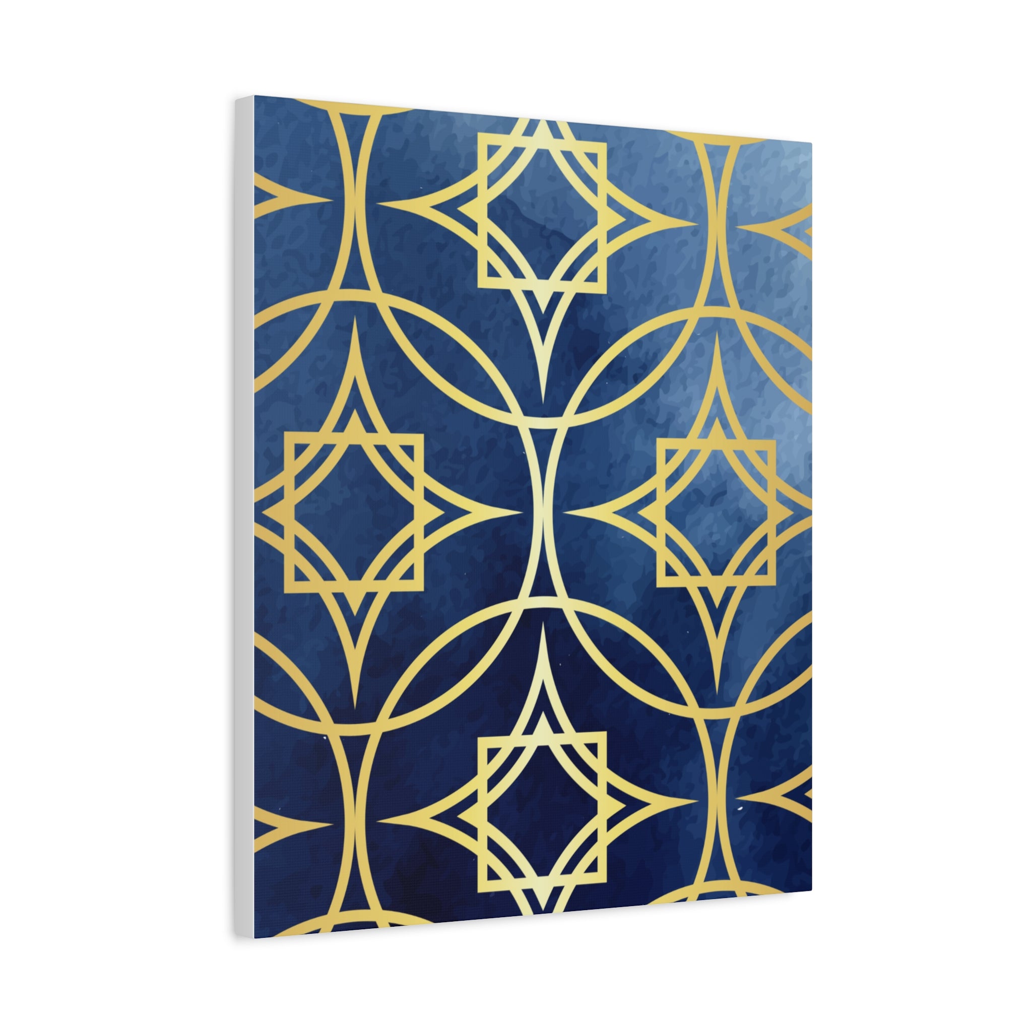 Elegant Blue and Gold Geometric Canvas Wall Art 12 x9, 11 x14