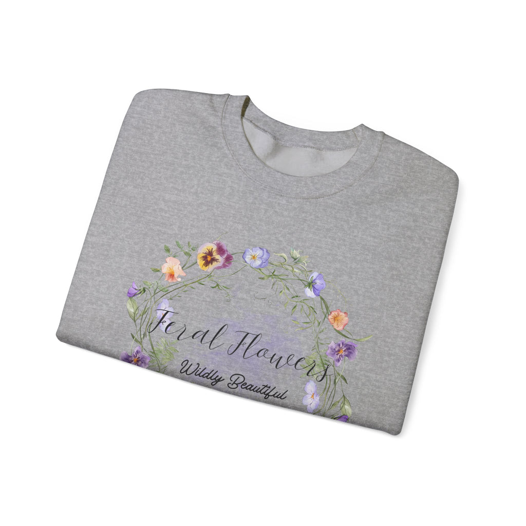 Floral Crewneck Sweatshirt with 'Wildly Beautiful' Slogan