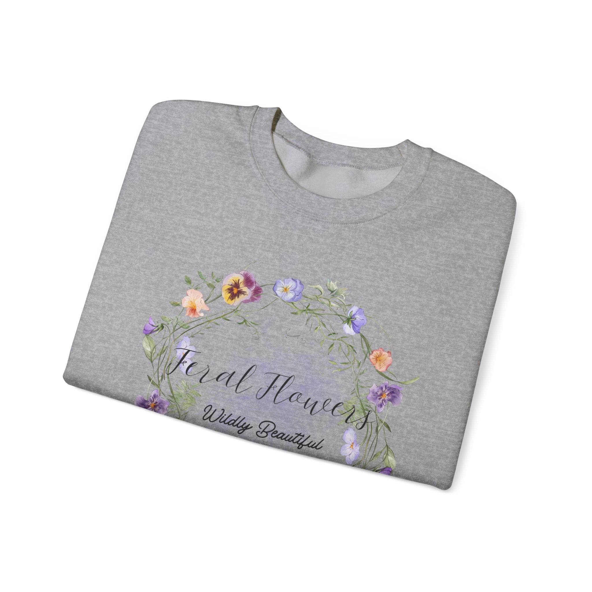 Floral Crewneck Sweatshirt with 'Wildly Beautiful' Slogan