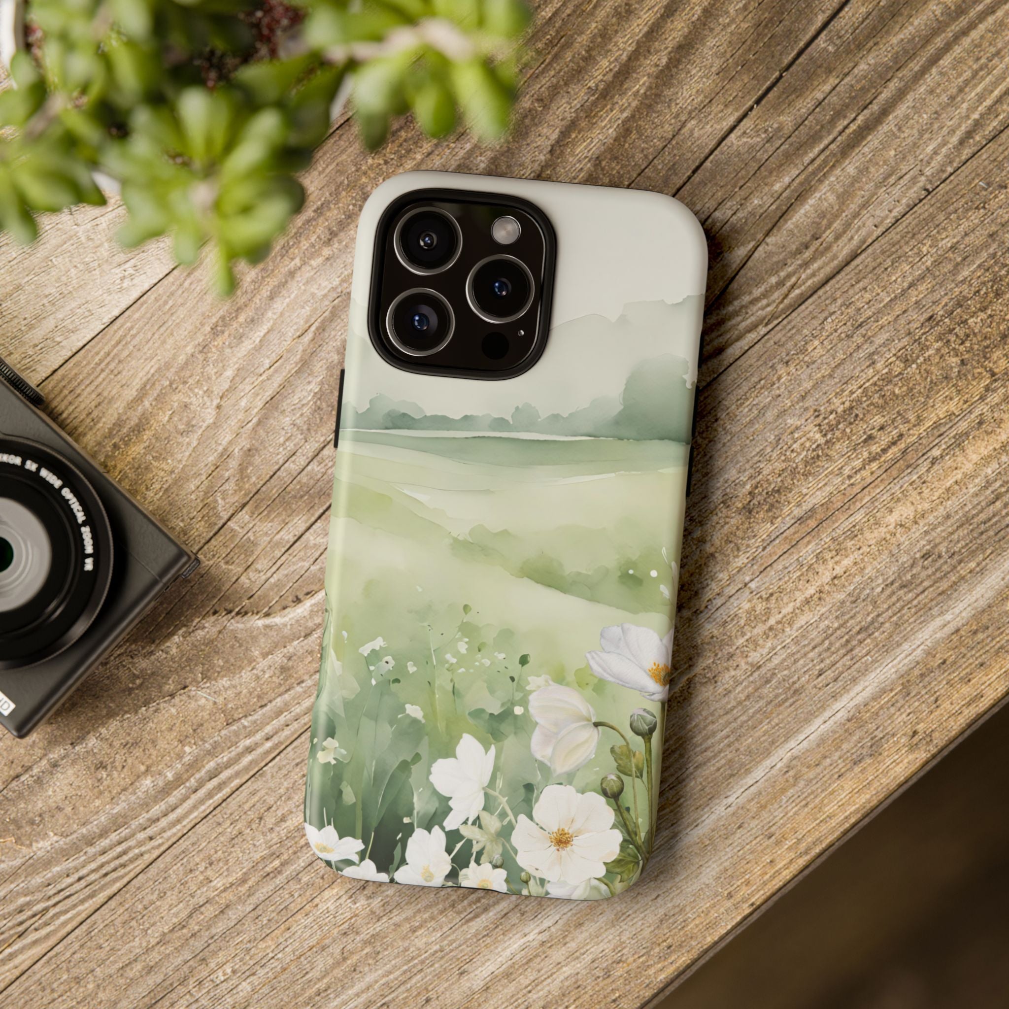 Phone Case - Soft Serene Landscape with White Flowers