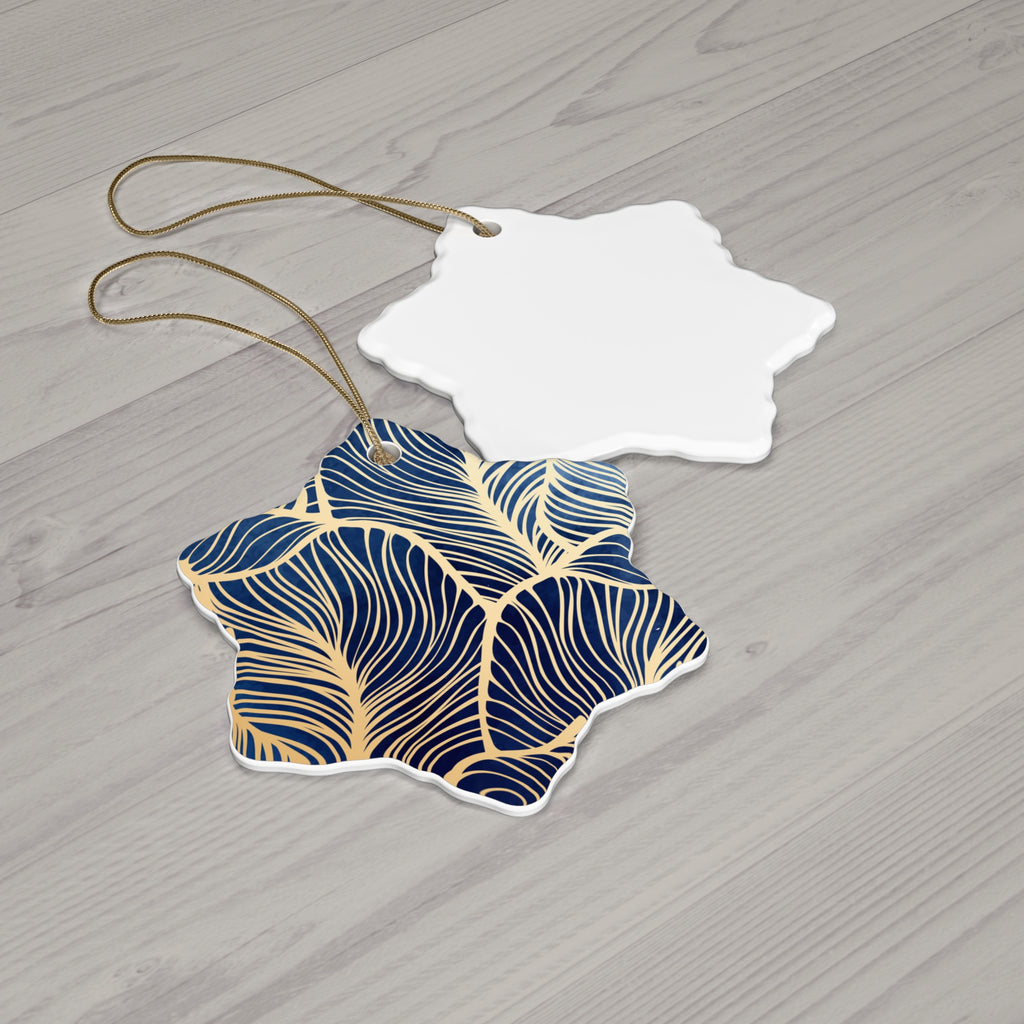 Ceramic Ornament, Elegant Navy Blue and Gold
