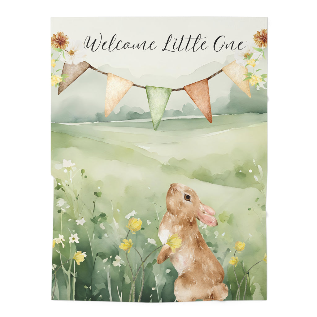 Welcome Little One Baby Swaddle Blanket - Soft Floral Bunny Design