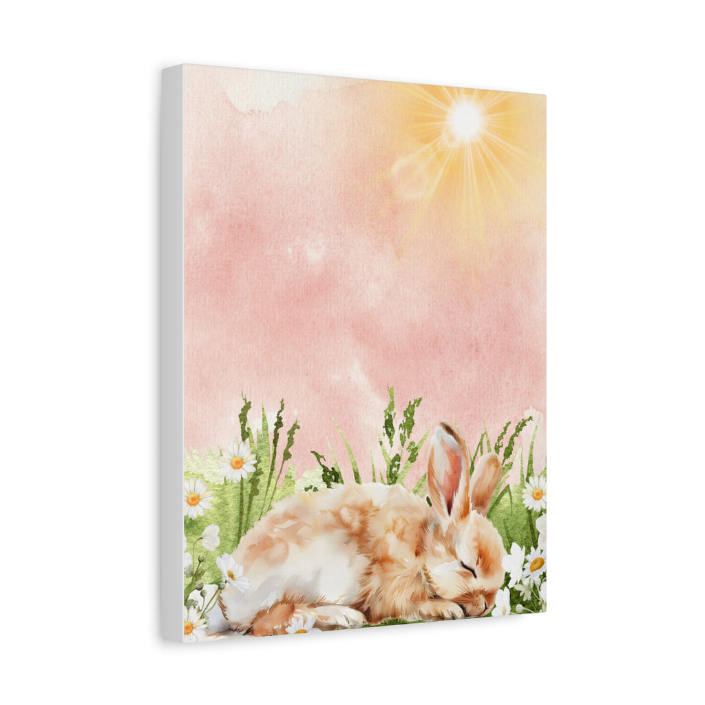 Canvas Print - Baby Bunny Napping in Watercolor Sunlight