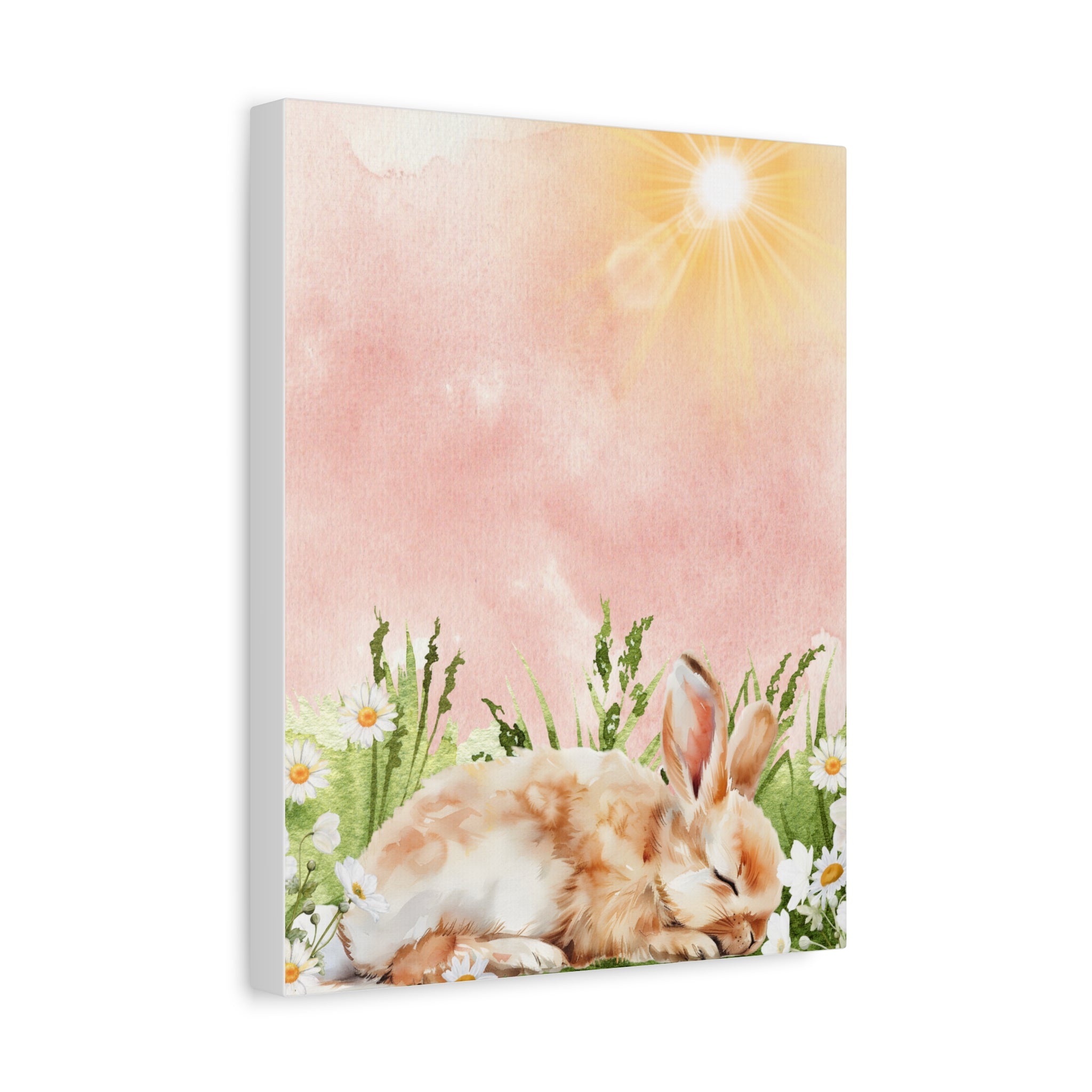 Canvas Print - Baby Bunny Napping in Watercolor Sunlight